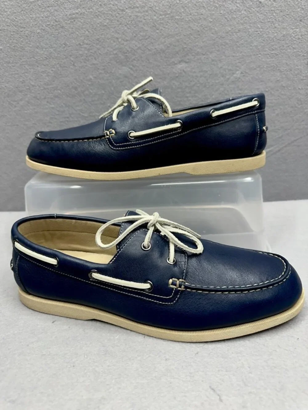 Rockport Perth Boat Shoes Mens 11.5M Blue Leather adiPrene Comfort Loafers Deck